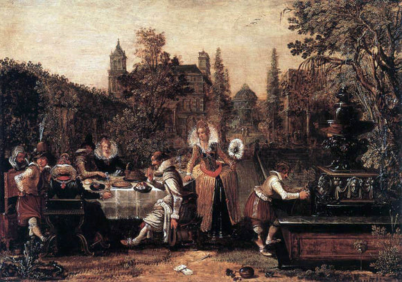  Esaias Van de Velde Garden Party Before a Palace - Canvas Art Print