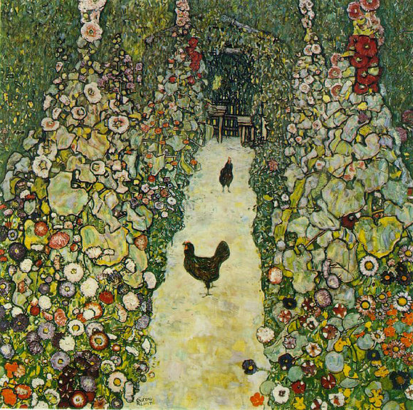  Gustav Klimt A Garden Path with Chickens - Canvas Art Print