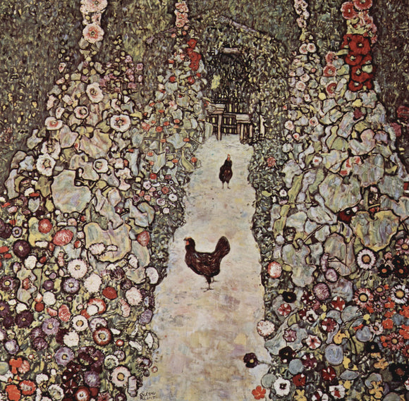  Gustav Klimt Garden with Roosters - Canvas Art Print
