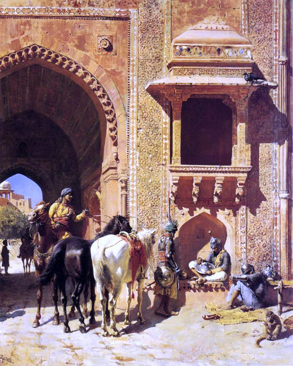  Edwin Lord Weeks Gate of the Fortress at Agra, India - Canvas Art Print