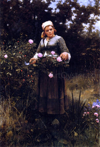  Daniel Ridgway Knight Gathering Roses - Canvas Art Print