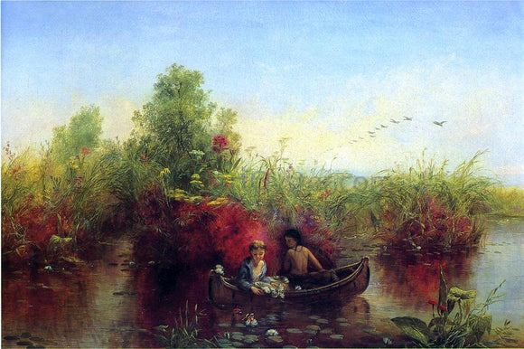  Jerome B. Thompson Gathering Waterlilies - Canvas Art Print