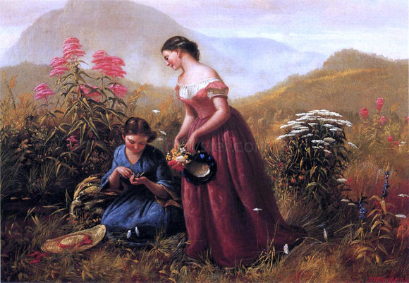  Jerome B. Thompson Gathering Wildflowers - Canvas Art Print