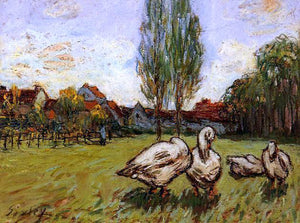  Alfred Sisley Geese - Canvas Art Print