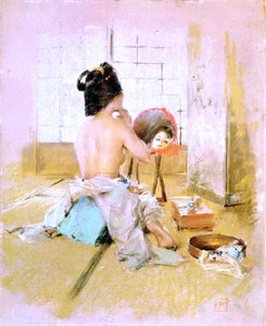  Robert Frederick Blum Geisha at Her Toilet - Canvas Art Print