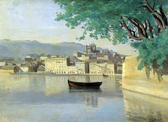  Jean-Baptiste-Camille Corot Geneva - View of Part of the City - Canvas Art Print