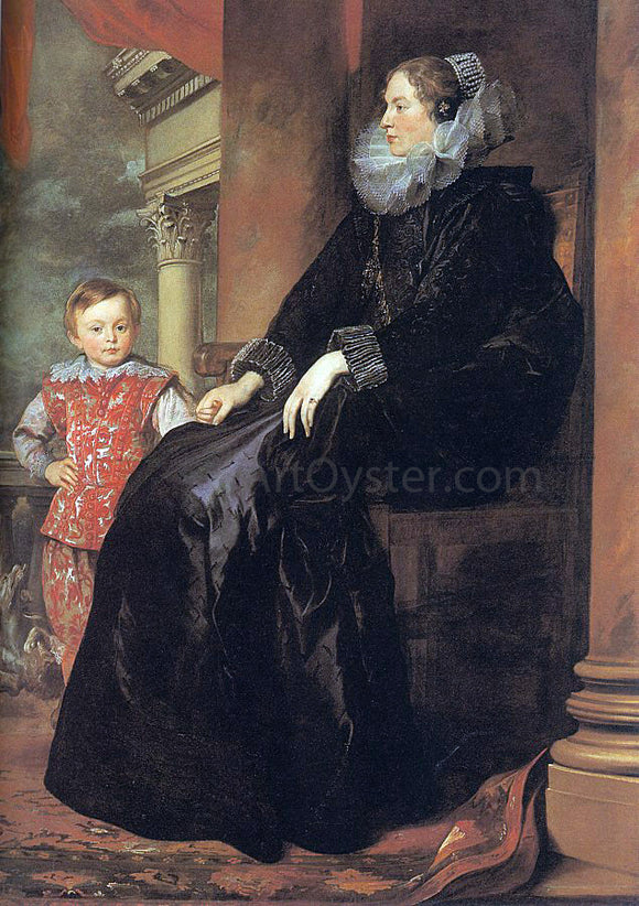  Sir Antony Van Dyck Genoese Noblewoman with her Son - Canvas Art Print