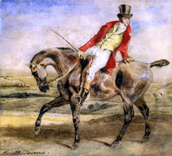  Eugene Delacroix Gentleman on a Dark Brown Hunter - Canvas Art Print