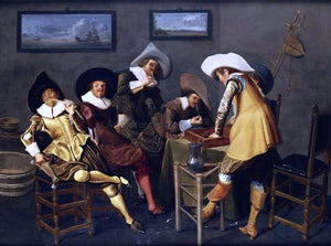  Dirck Hals Gentlemen Smoking and Playing Backgammon in an Interior - Canvas Art Print