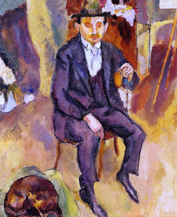  Jules Pascin German Painter with Dog in the Studio - Canvas Art Print