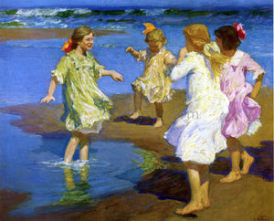  Edward Potthast Girls at the Beach - Canvas Art Print