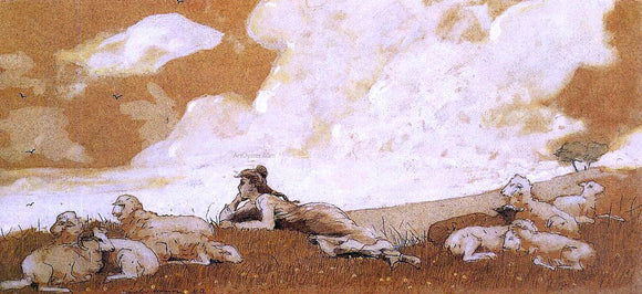  Winslow Homer Girl and Sheep - Canvas Art Print