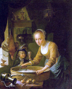  Gerrit Dou Girl Chopping Onions - Canvas Art Print