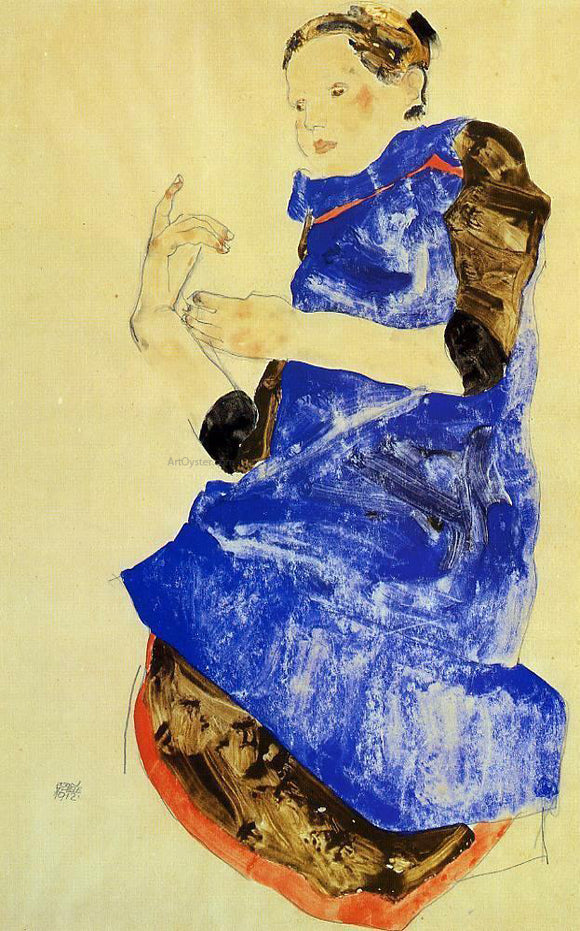  Egon Schiele Girl in a Blue Apron - Canvas Art Print