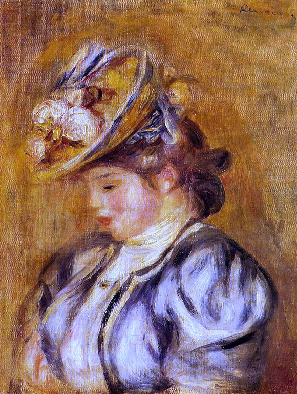  Pierre Auguste Renoir Girl in a Flowery Hat - Canvas Art Print