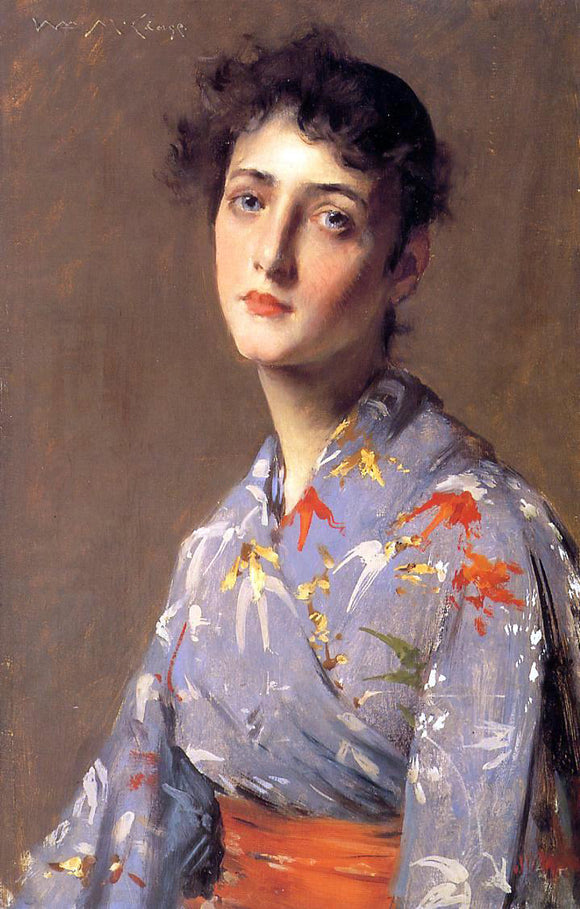  William Merritt Chase Girl in a Japanese Kimono - Canvas Art Print