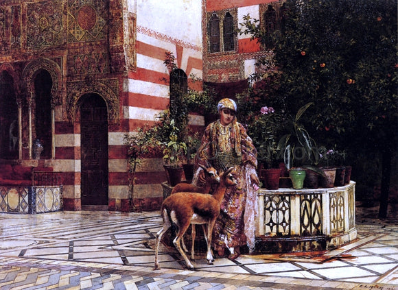  Edwin Lord Weeks Girl in a Moorish Courtyard - Canvas Art Print