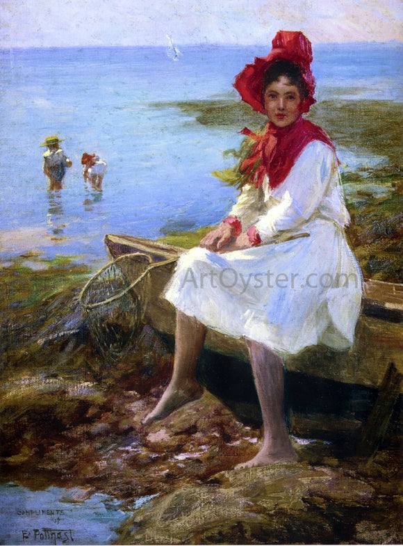  Edward Potthast Girl in a Red Bonnet - Canvas Art Print