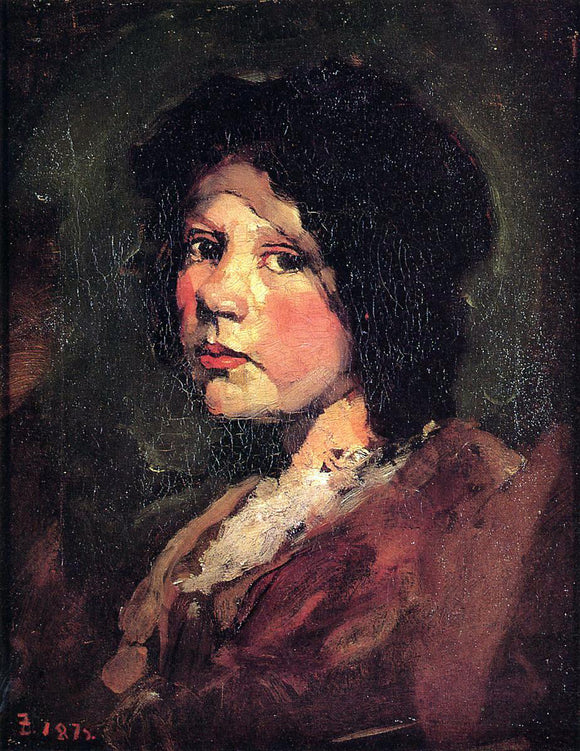  Frank Duveneck Girl in Black Hood - Canvas Art Print