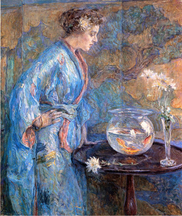  Robert Lewis Reid Girl in Blue Kimono - Canvas Art Print