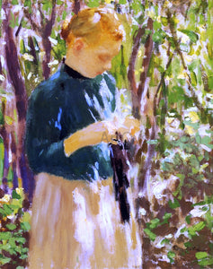  Gari Melchers Girl Knitting - Canvas Art Print