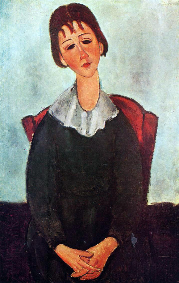  Amedeo Modigliani A Girl on a Chair (also known as Mademoiselle Huguette) - Canvas Art Print