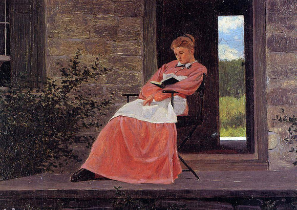  Winslow Homer Girl Reading on a Stone Porch - Canvas Art Print