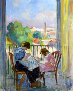  Henri Lebasque Girl Sewing at the Window - Canvas Art Print