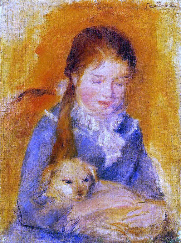  Pierre Auguste Renoir Girl with a Dog - Canvas Art Print