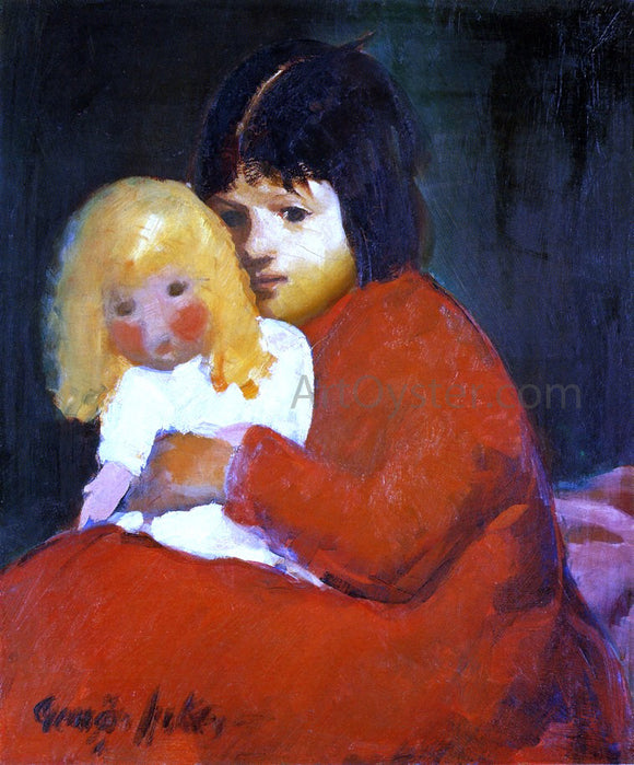 George Luks Girl with Doll - Canvas Art Print