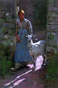  Theodore Robinson Girl with Goat - Canvas Art Print