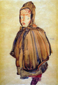 Egon Schiele Girl with Hood - Canvas Art Print