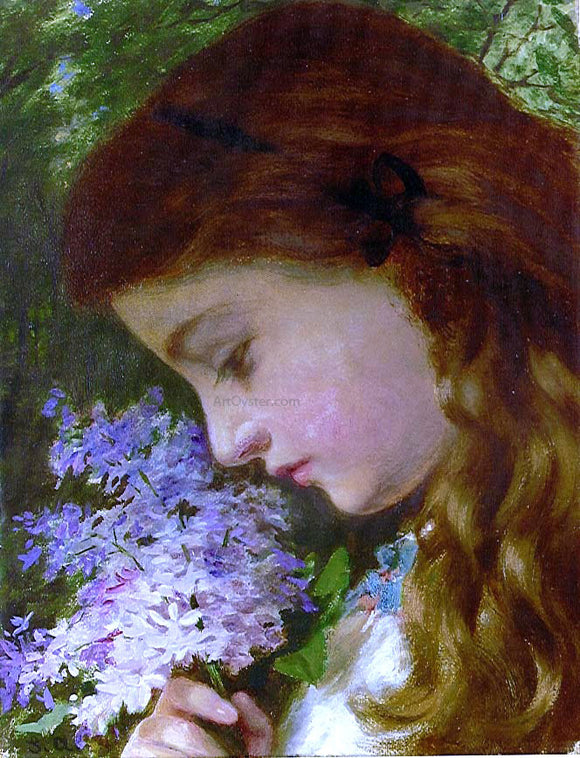  Sophie Anderson Girl with Lilacs - Canvas Art Print