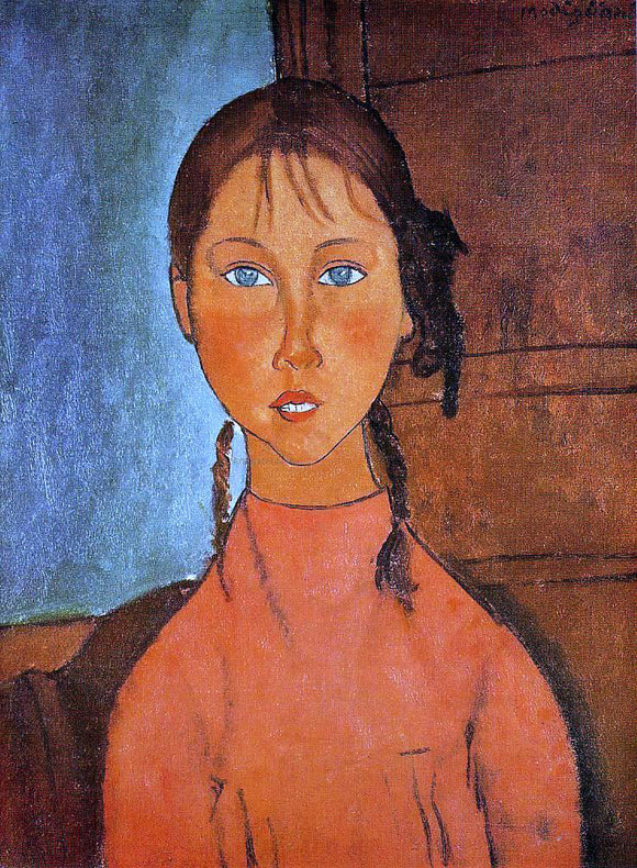 Amedeo Modigliani Girl with Pigtails - Canvas Art Print