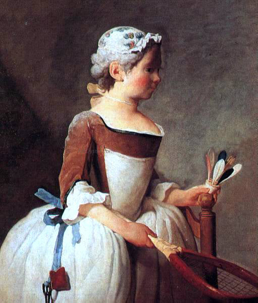  Jean-Baptiste-Simeon Chardin Girl with Racket and Shuttlecock - Canvas Art Print