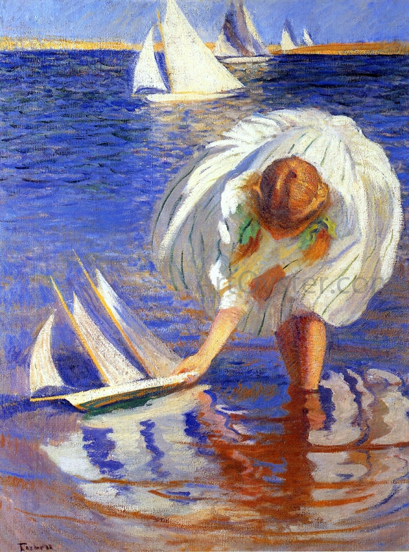  Edmund Tarbell Girl with Sailboat (also known as Child with Boat) - Canvas Art Print