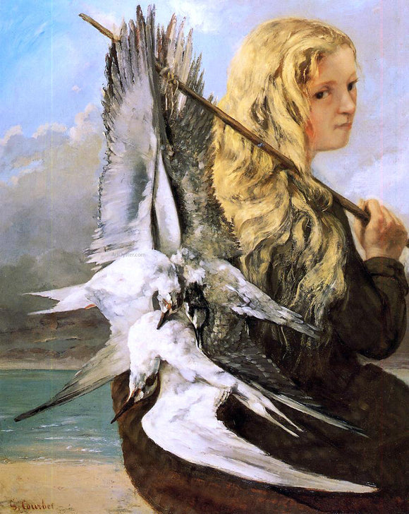  Gustave Courbet Girl with Seagulls, Trouville - Canvas Art Print