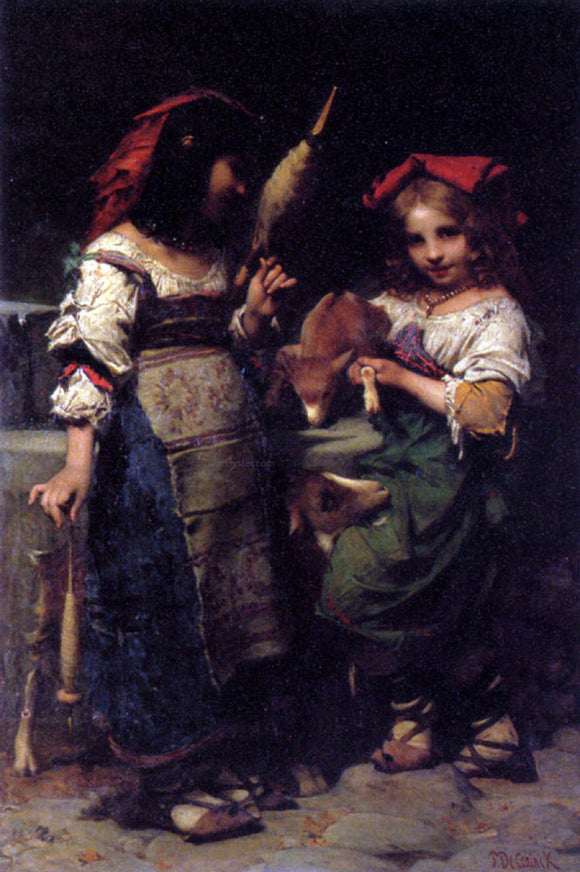  Pierre-Louis-Joseph De Coninck Girls At The Fountain - Canvas Art Print