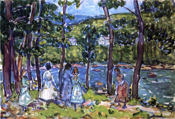  Maurice Prendergast Girls on the Riverbank - Canvas Art Print