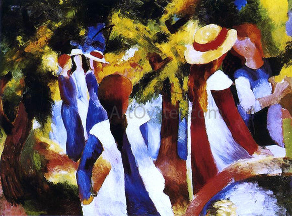  August Macke Girls under Trees - Canvas Art Print