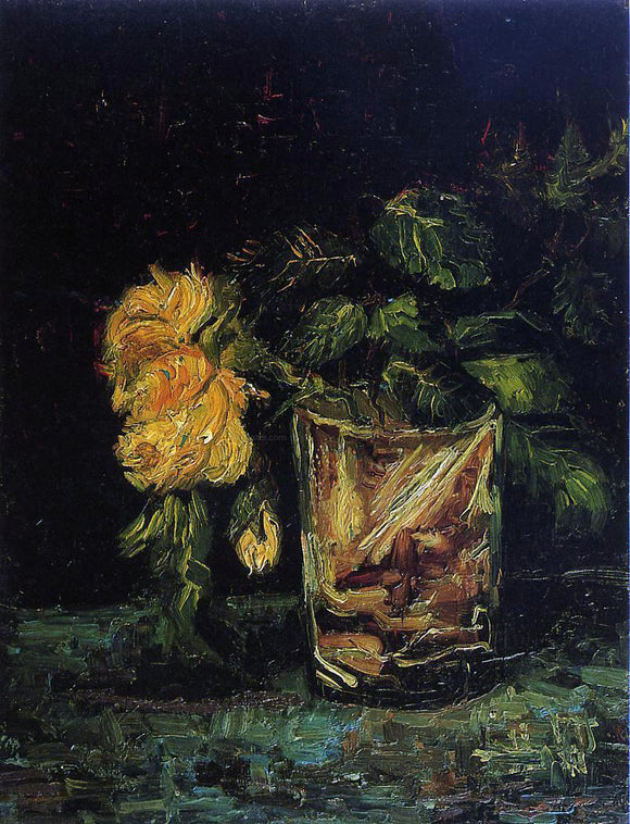  Vincent Van Gogh Glass with Roses - Canvas Art Print