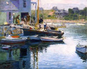  Edward Potthast Gloucester Bay and Dock - Canvas Art Print