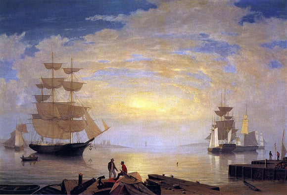  Fitz Hugh Lane A Gloucester Harbor at Sunrise Scene - Canvas Art Print