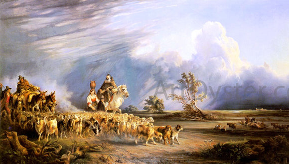  Consalvo Carelli Goat Herders In A Neapolitan Landscape - Canvas Art Print