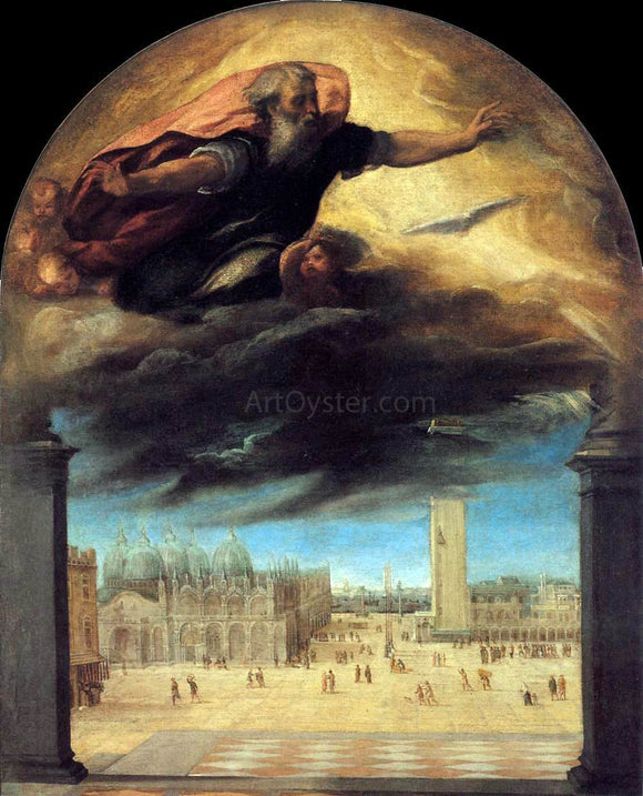  Bonifazio Veronese God the Father over the Piazza San Marco - Canvas Art Print