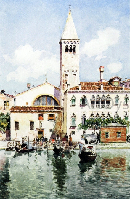 Federico Del Campo Gondolas on a Venetian Canal - Canvas Art Print