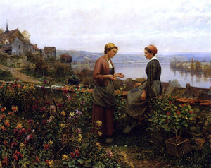  Daniel Ridgway Knight Gossiping - Canvas Art Print