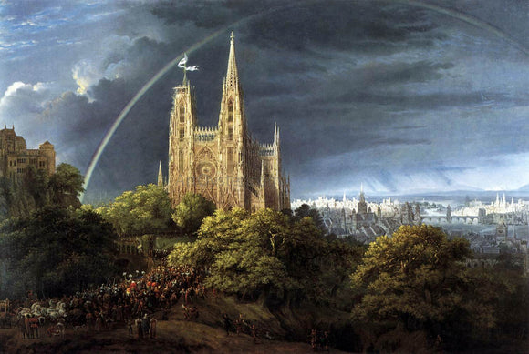  Karl Friedrich Schinkel Gothic Cathedral with Imperial Palace - Canvas Art Print