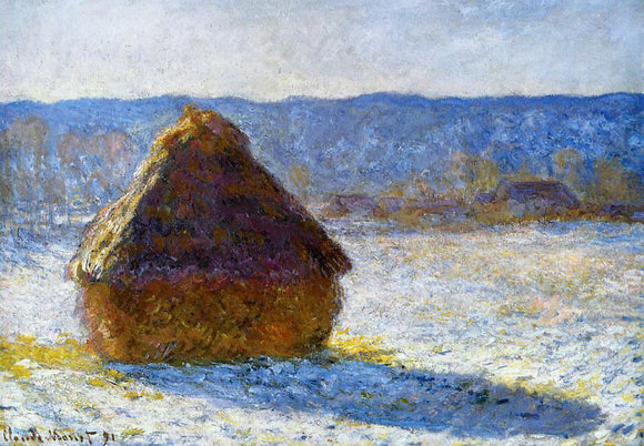  Claude Oscar Monet Grainstack in the Morning, Snow Effect - Canvas Art Print