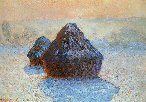  Claude Oscar Monet Grainstacks, White Frost Effect - Canvas Art Print